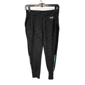 Victoria's Secret PINK black heathered leggings tropical pockets women's small